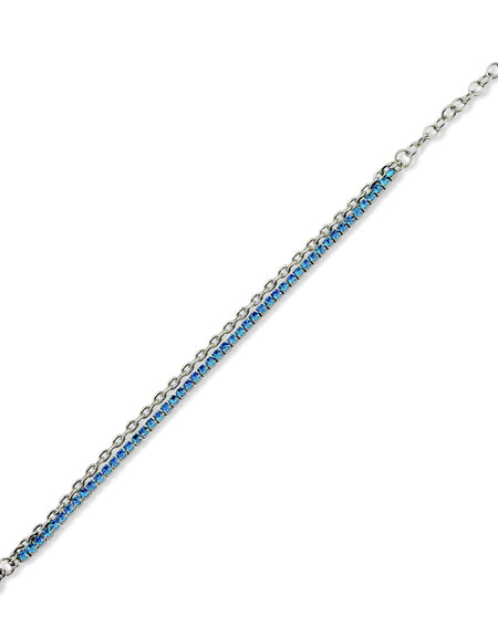 BOCCADAMO MYA Bracciale a Doppio Filo Tennis Zirconi Azzurri