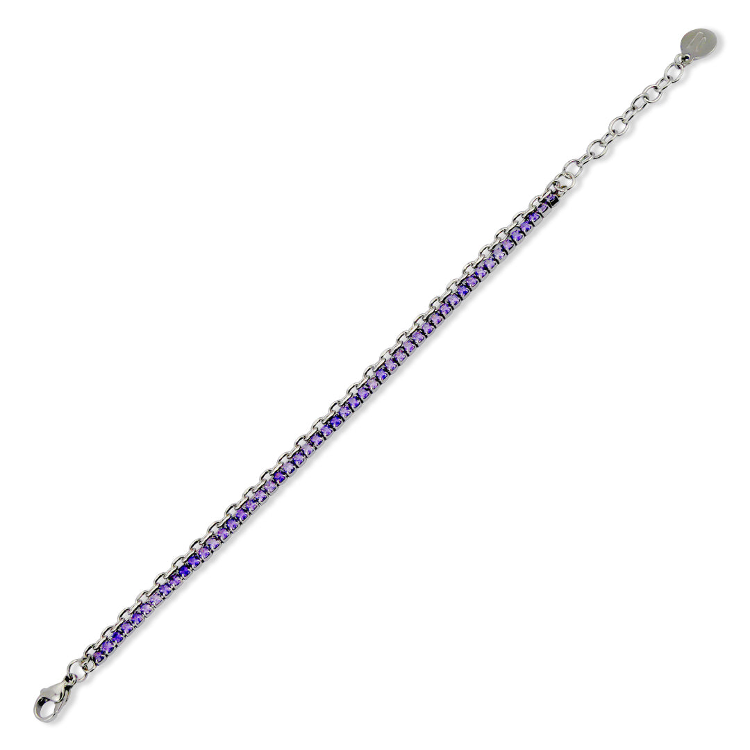 BOCCADAMO MYA Bracciale a Doppio Filo Tennis Zirconi Viola