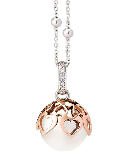 BOCCADAMO MYA Collana Chiama Angeli Rodio Piccolo con Cuori rosè