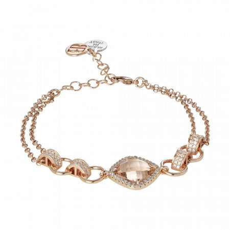 Bracciale donna BOCCADAMO SHARADA doppio filo con cristallo peach e zirconi