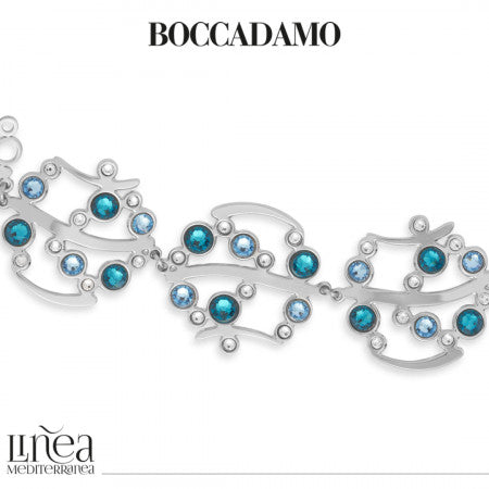 Bracciale donna BOCCADAMO HAREM con cristalli blu acquamarina e zirconi bianchi