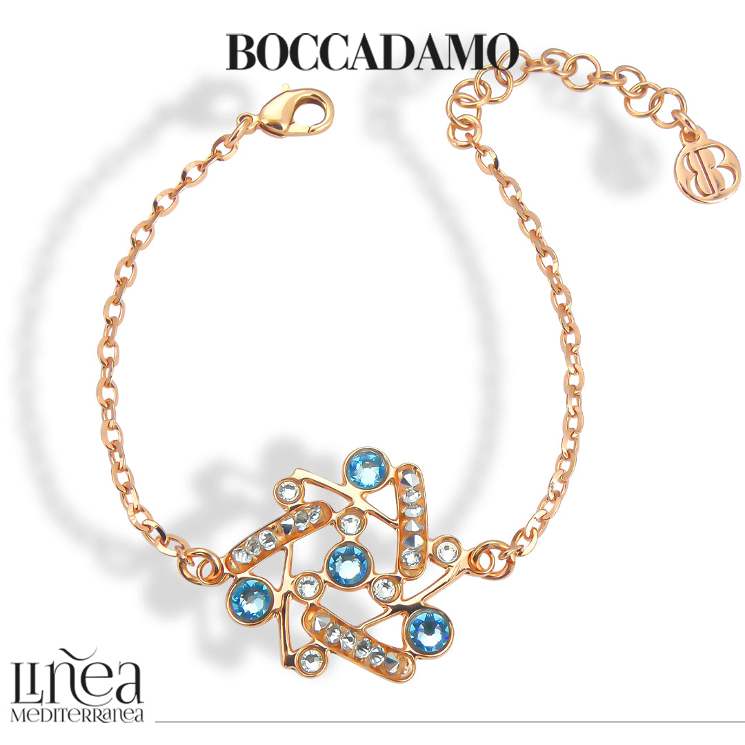 Bracciale donna BOCCADAMO HAREM con fiore stellato e cristalli acquamarina