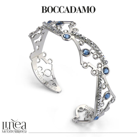 Bracciale donna BOCCADAMO HAREM rigido con cristalli blue denim