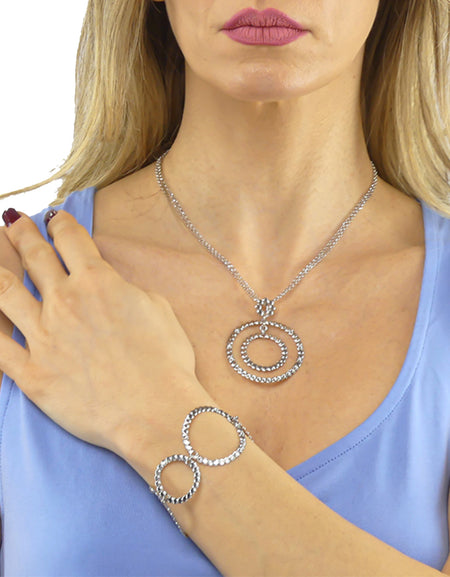 Bracciale donna BOCCADAMO Magic Circle con moduli circolari a lastra pallinata e cristalli