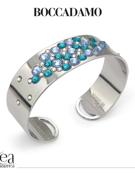 Bracciale donna BOCCADAMO HAREM rigido con cristalli blue zircon e light shappire
