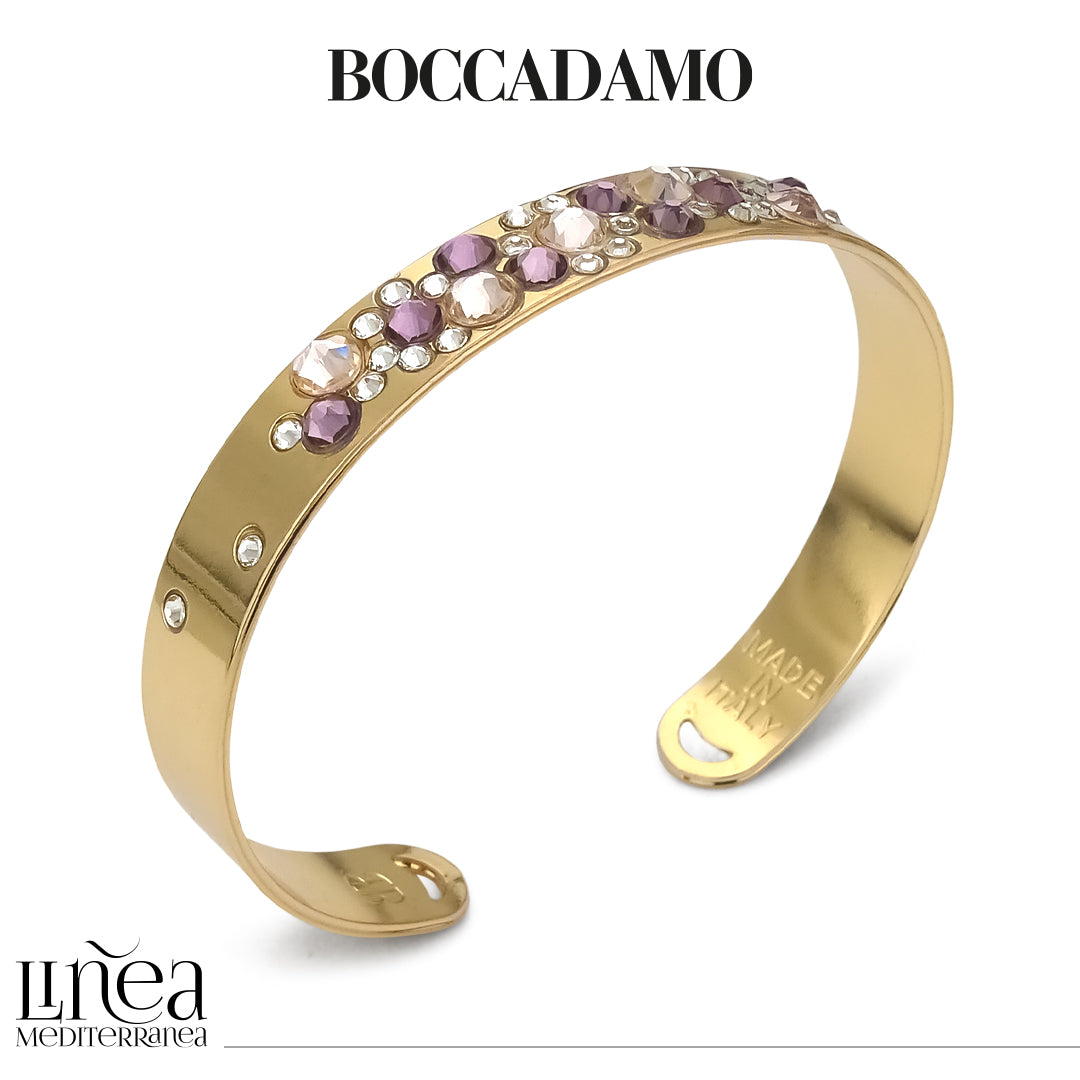 Bracciale donna BOCCADAMO HAREM color oro a fascia stretta con cristalli