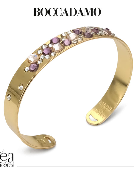 Bracciale donna BOCCADAMO HAREM color oro a fascia stretta con cristalli