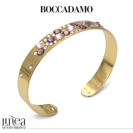 Bracciale donna BOCCADAMO HAREM color oro a fascia stretta con cristalli
