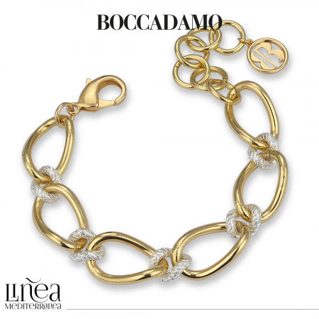 Bracciale donna BOCCADAMO My Chain bicolor con maglie grumetta godronate argentate