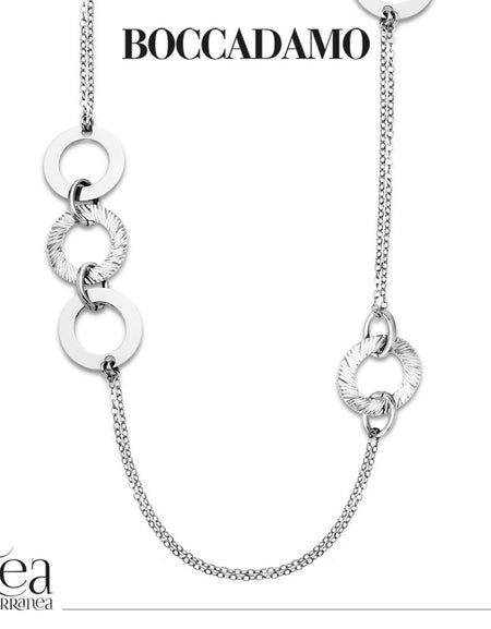 Collana donna BOCCADAMO Magic Circle rodiata con decori circolari
