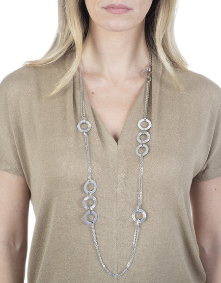 Collana donna BOCCADAMO Magic Circle rodiata con decori circolari