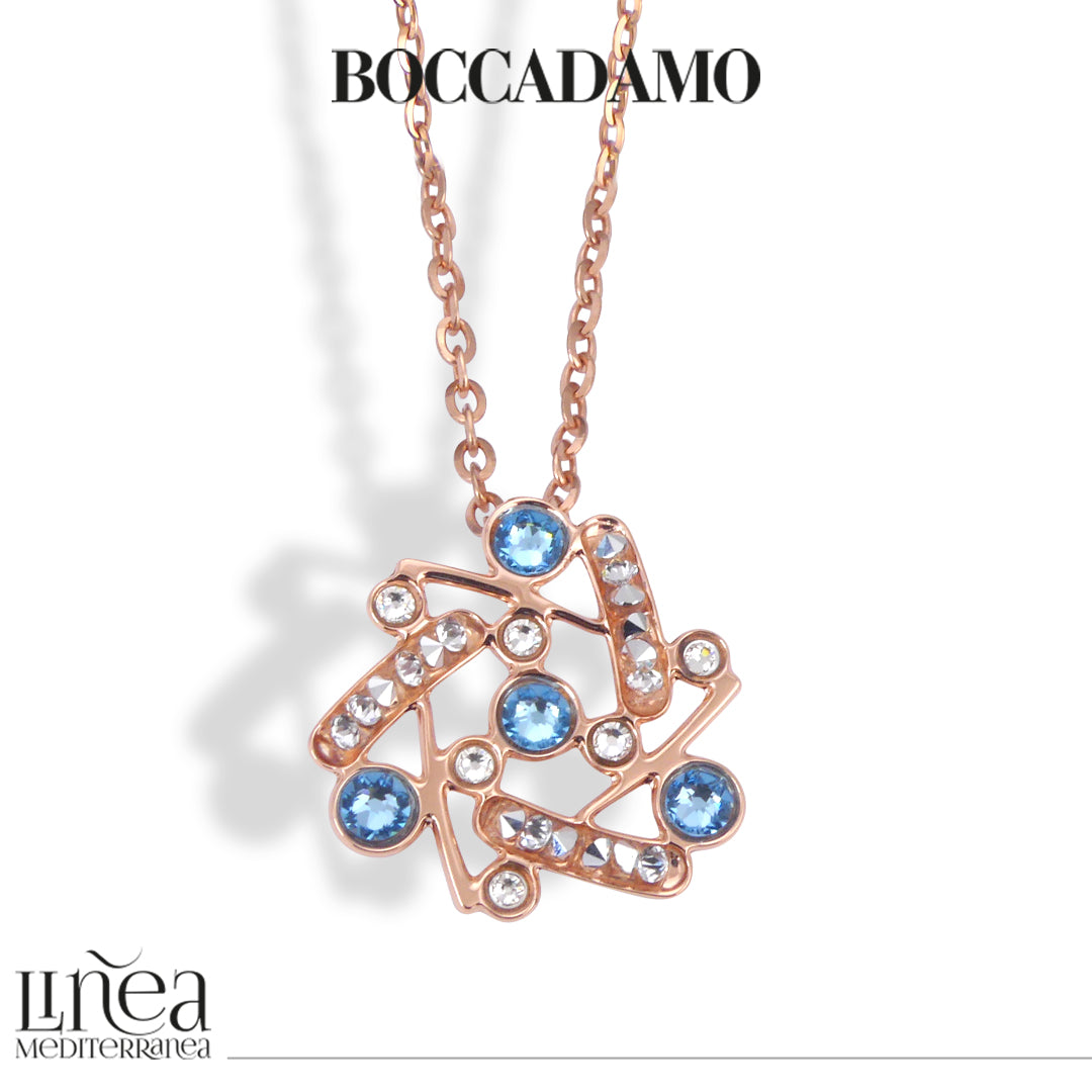 Collana donna BOCCADAMO HAREM con fiore stellato e cristalli acquamarina