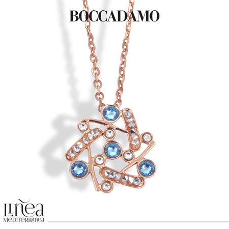 Collana donna BOCCADAMO HAREM con fiore stellato e cristalli acquamarina