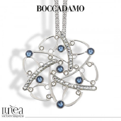 Collana donna BOCCADAMO HAREM con pendente fiore stellato maxi con cristalli blue denim