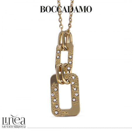 Collana donna BOCCADAMO Magic Chain placcato oro giallo con pendente rettangolare e cristalli