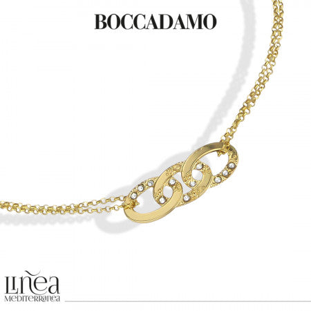 Collana donna BOCCADAMO Magic Chain doppio filo placcata oro giallo con ovali e cristalli