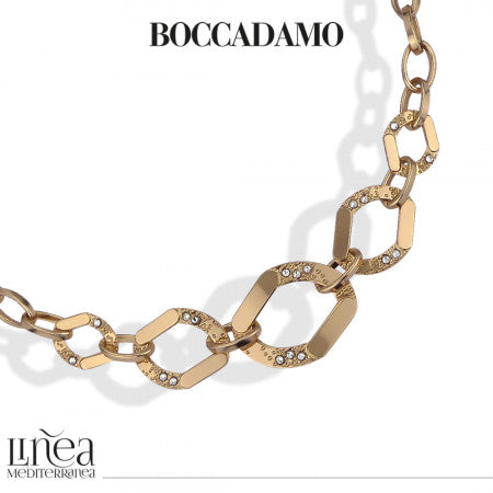 Collana donna BOCCADAMO Magic Chain placcato oro giallo a maglie romboidali degradè e cristalli