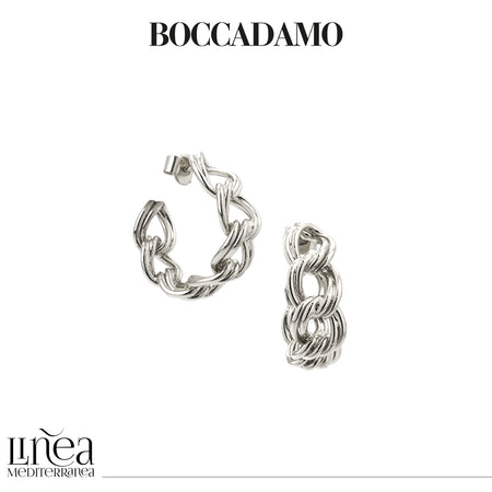 Orecchini donna BOCCADAMO My Chain mezzaluna maglia grumetta doppia color argento