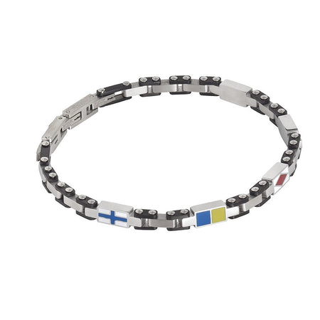 Bracciale Uomo BOCCADAMO MAN in Acciaio, Pvd nero e Smalto Colorato
