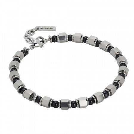 Bracciale uomo BOCCADAMO MAN cubetti in Acciaio e sfere in Pvd Nero