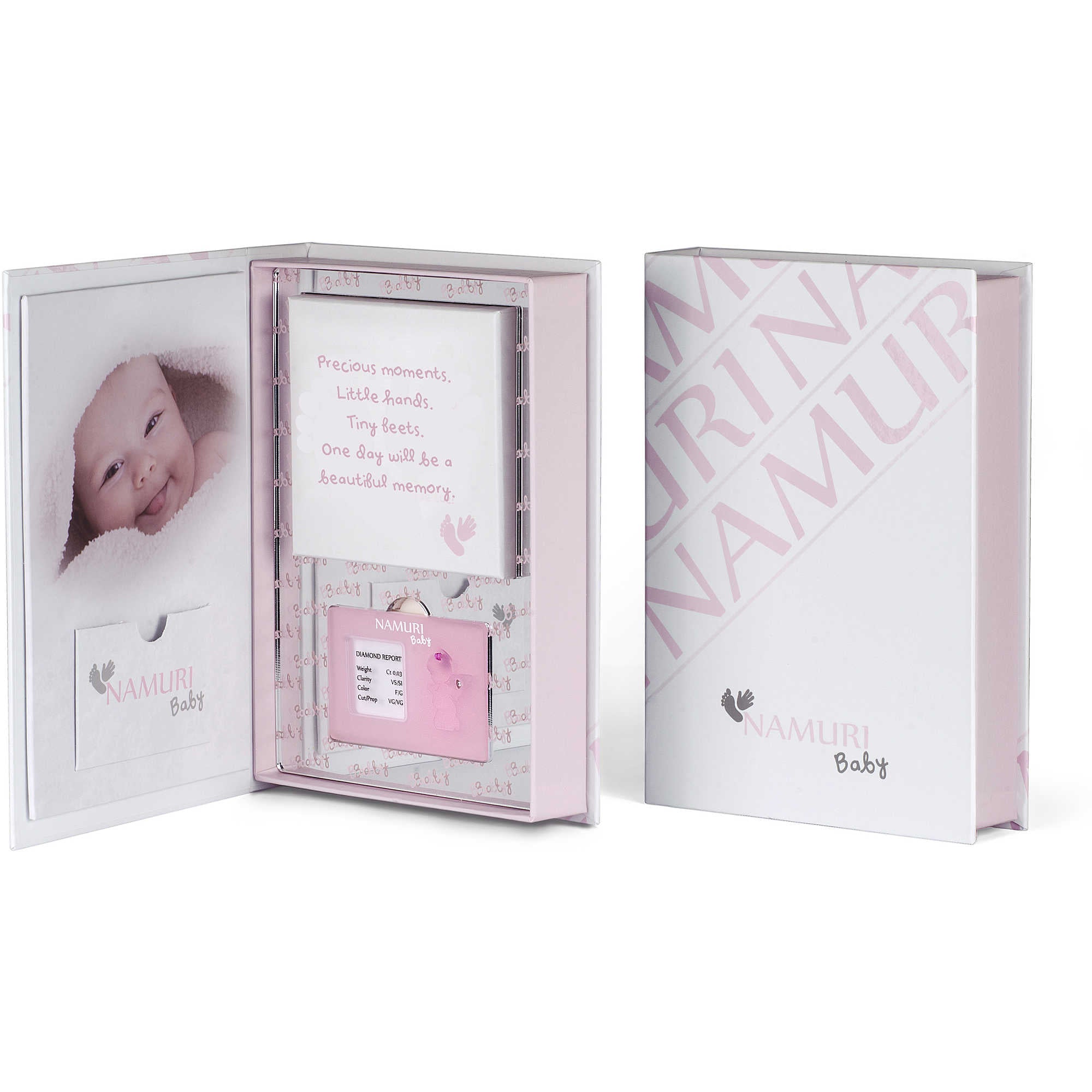 NAMURI BABY Cofanetto Blister Ciondolo Angelo Rosa con Diamante 0.03ct