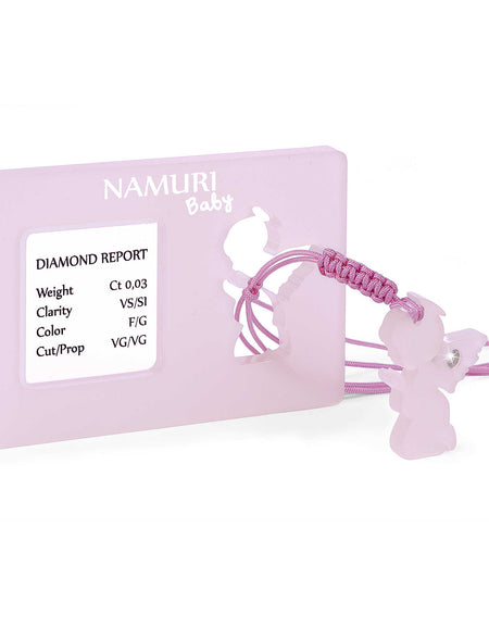 NAMURI BABY Cofanetto Blister Ciondolo Angelo Rosa con Diamante 0.03ct