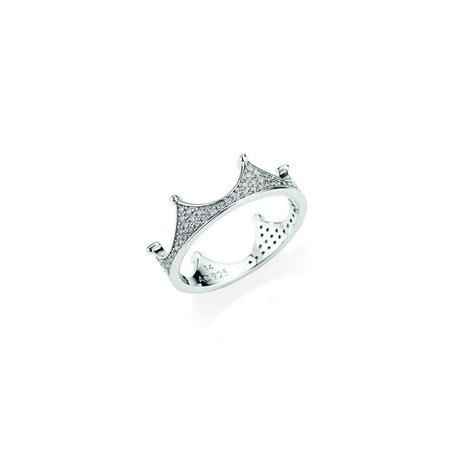 AMEN Anello Donna Corona con pavè di Zirconi Bianchi