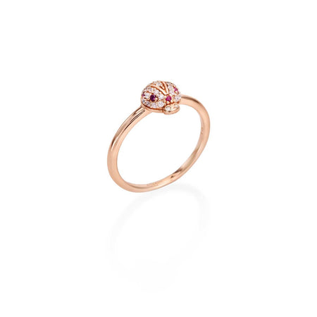 Anello AMEN Donna Coccinella Rosè e Zirconi Bianchi e Rossi
