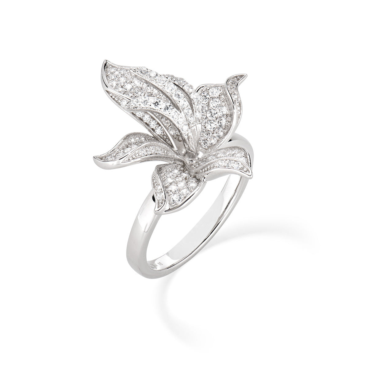 AMEN Anello Donna Orchidea in Argento 925 e Zirconi Bianchi