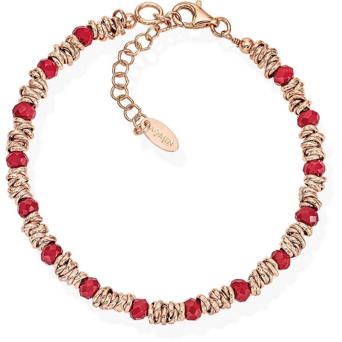 AMEN Bracciale Romance rosè con Zirconi Rubino in Argento 925