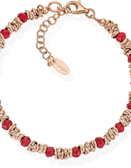 AMEN Bracciale Romance rosè con Zirconi Rubino in Argento 925