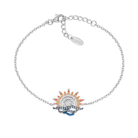 AMEN Bracciale Donna Sole Mare In Argento 925 e Zirconi Colorati