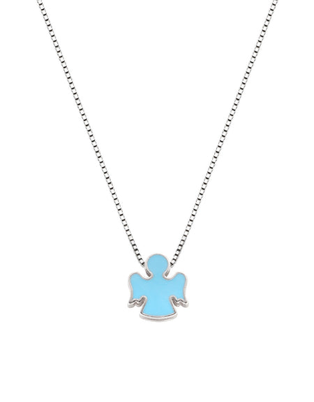 AMEN Collana Angelo Smaltato Azzurro in Argento 925