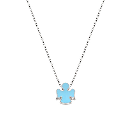 AMEN Collana Angelo Smaltato Azzurro in Argento 925