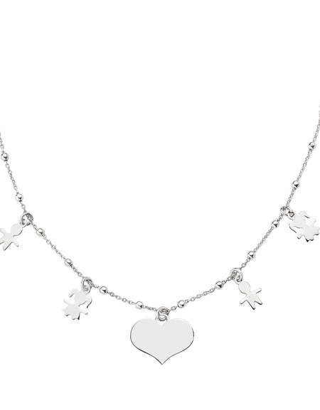 AMEN Collana Donna i Bobolini con Pendente Cuore Bimba e Bimbo
