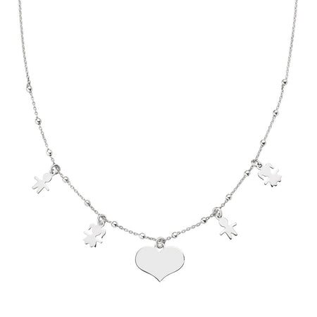 AMEN Collana Donna i Bobolini con Pendente Cuore Bimba e Bimbo
