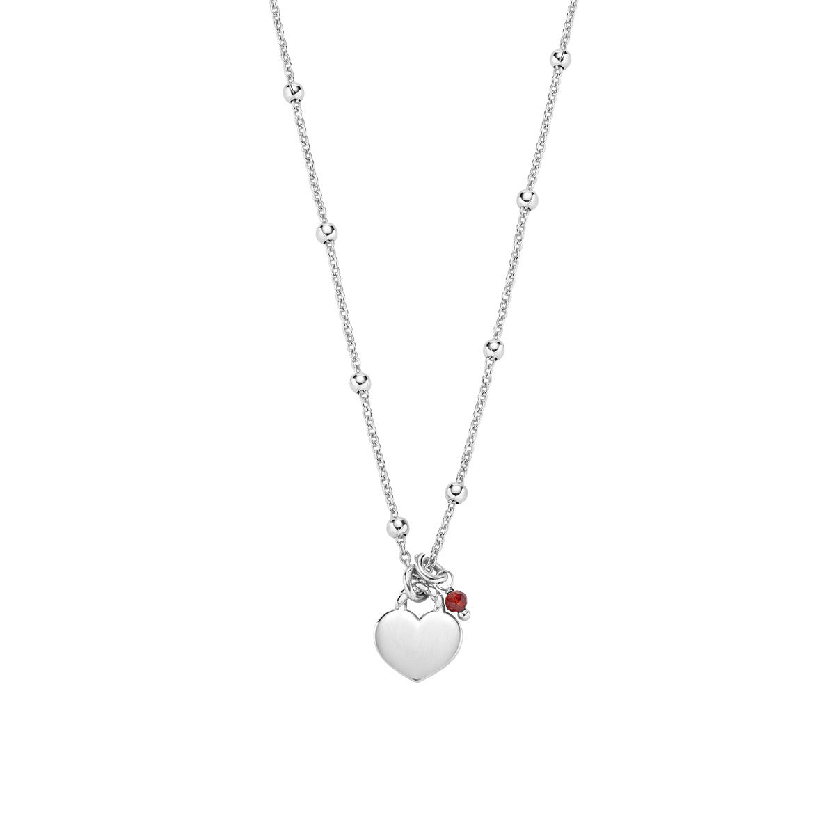 AMEN Collana Donna Cuore e Cristallo Rubino in Argento 925