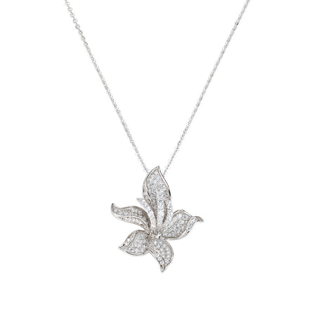 Amen Collana Donna Orchidea in Argento 925 e Zirconi Bianchi
