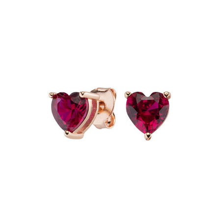 AMEN Orecchini Donna Solitario Cuore Rubino Rosè in Argento 925