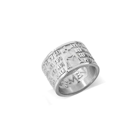 AMEN Anello Unisex a fascia "Ave Maria" in Argento 925