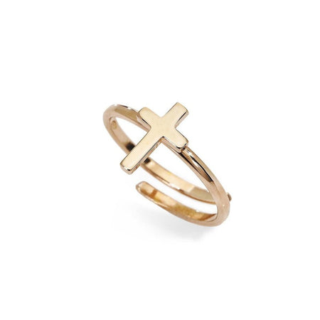 AMEN Anello Croce Rosè in Argento 925