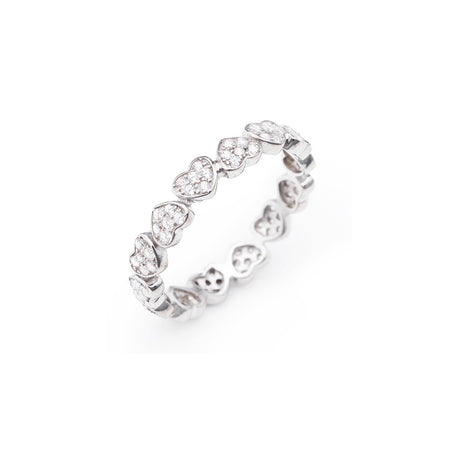 AMEN Anello Donna Cuoricini con Zirconi Bianchi