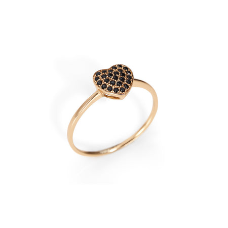 AMEN Anello Donna Cuore Rosè con Zirconi Neri