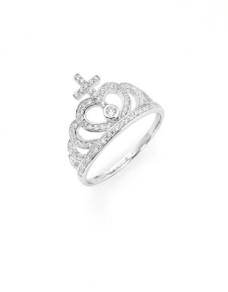 AMEN Anello Donna Corona con Zirconi Bianchi