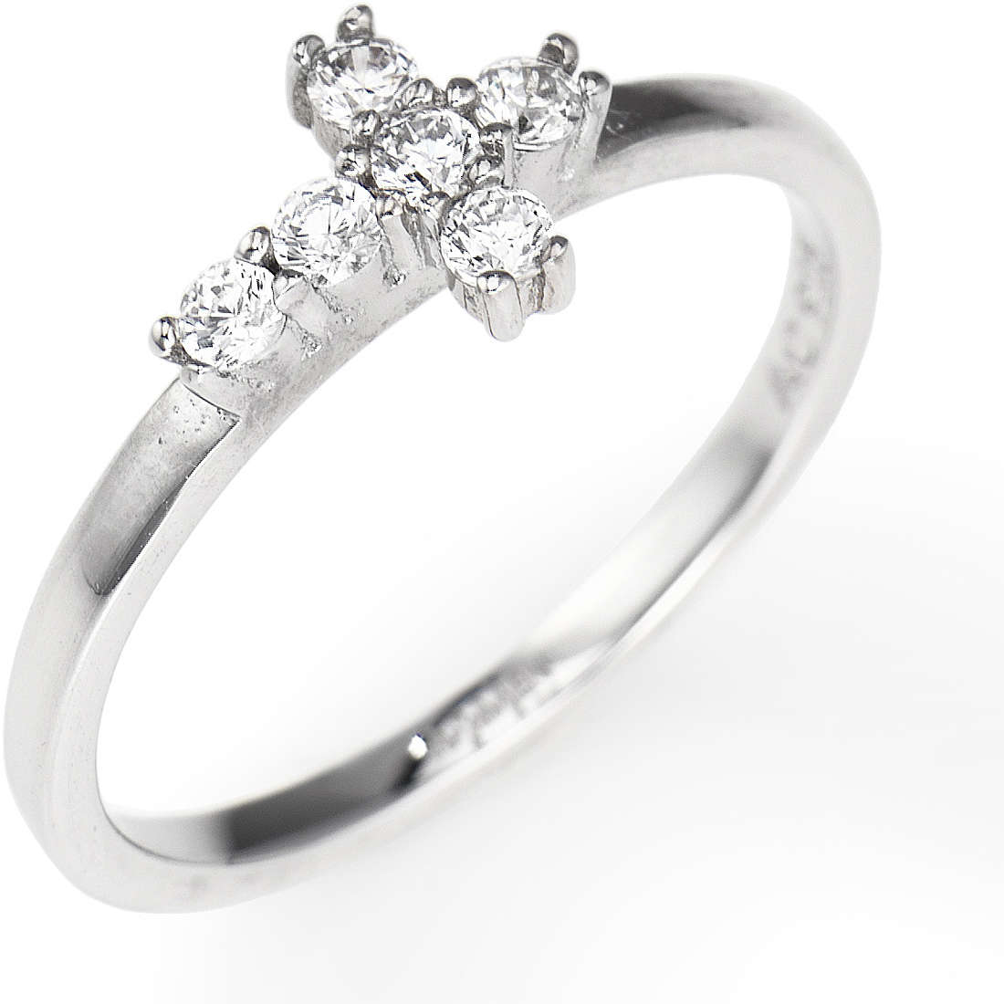 AMEN Anello Donna Croce con Zirconi Bianchi