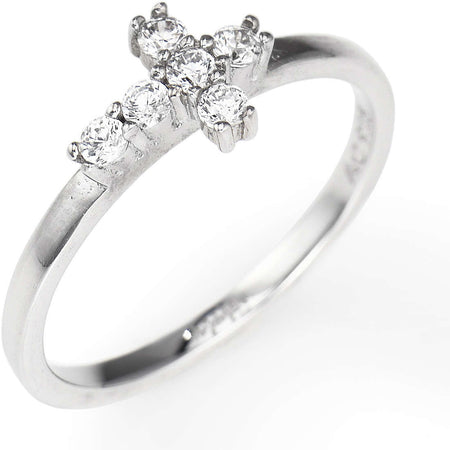 AMEN Anello Donna Croce con Zirconi Bianchi