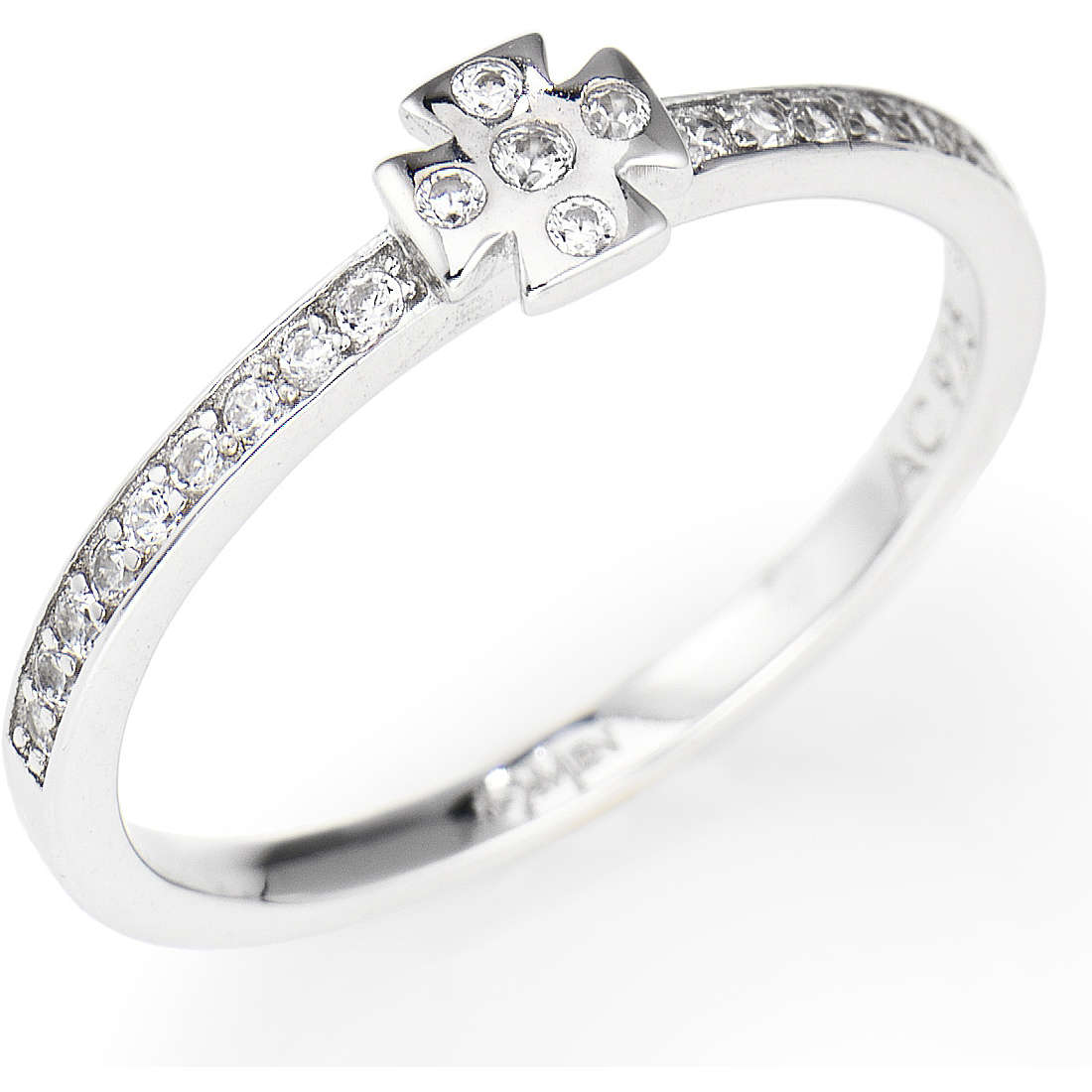 AMEN Anello Donna Croce con Zirconi Bianchi