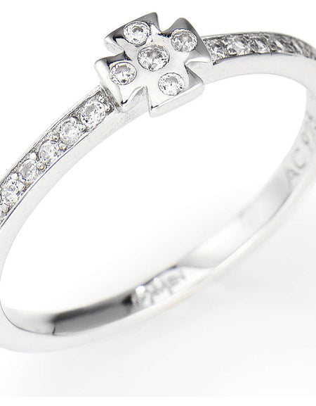 AMEN Anello Donna Croce con Zirconi Bianchi