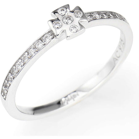 AMEN Anello Donna Croce con Zirconi Bianchi