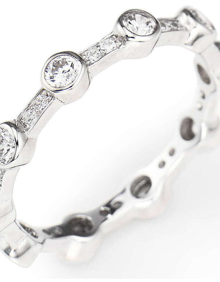 AMEN Anello Donna Veretta con Zirconi Bianchi